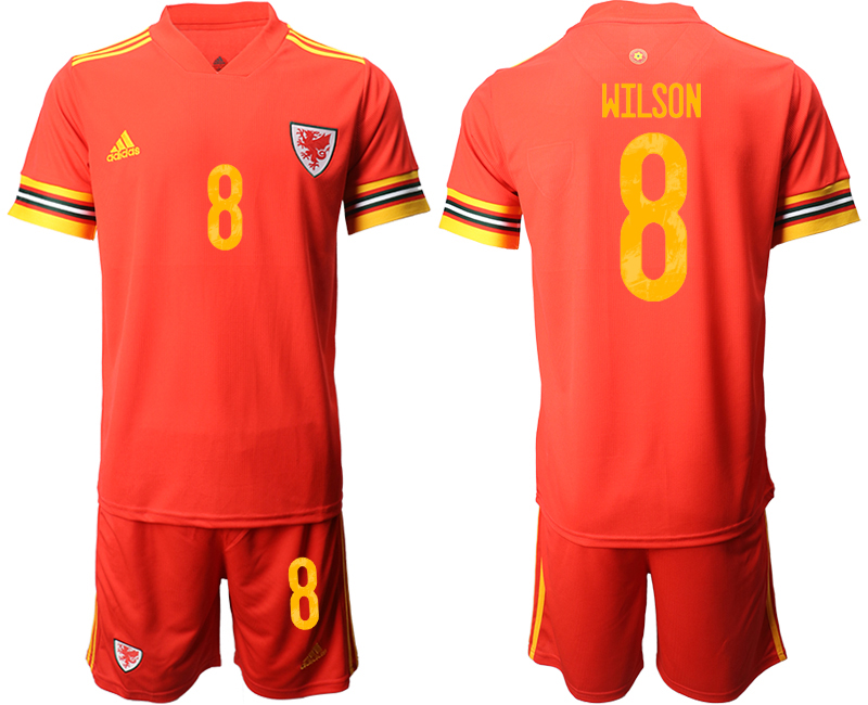 Men 2021 European Cup Welsh home red #8 Soccer Jersey->croatia jersey->Soccer Country Jersey